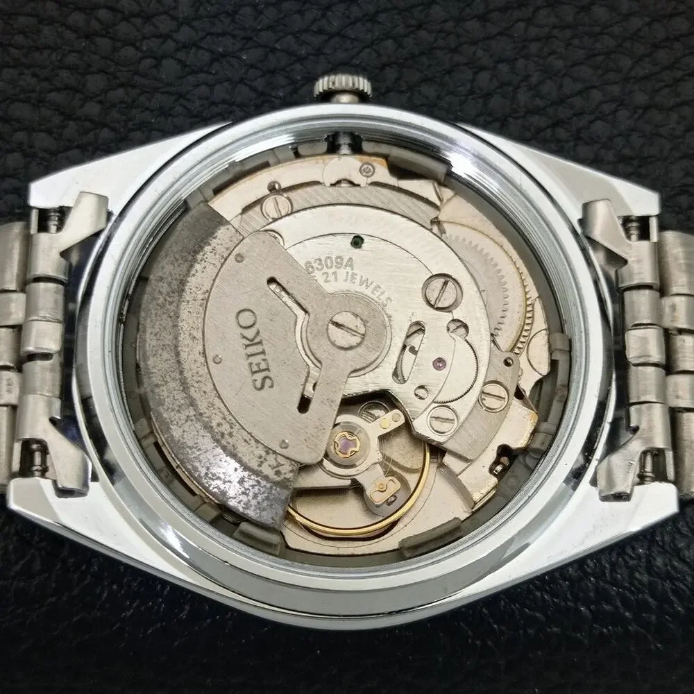 Vintage 1977 FCB Seiko Automatic Mens Silver Watch W/daydate & FCB accents
